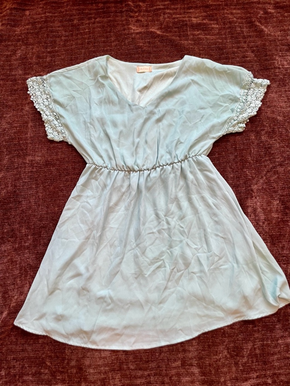 Altar’d State Mint Green Mini Dress Medium Boho Cottagecore Crochet Lace Sleeve